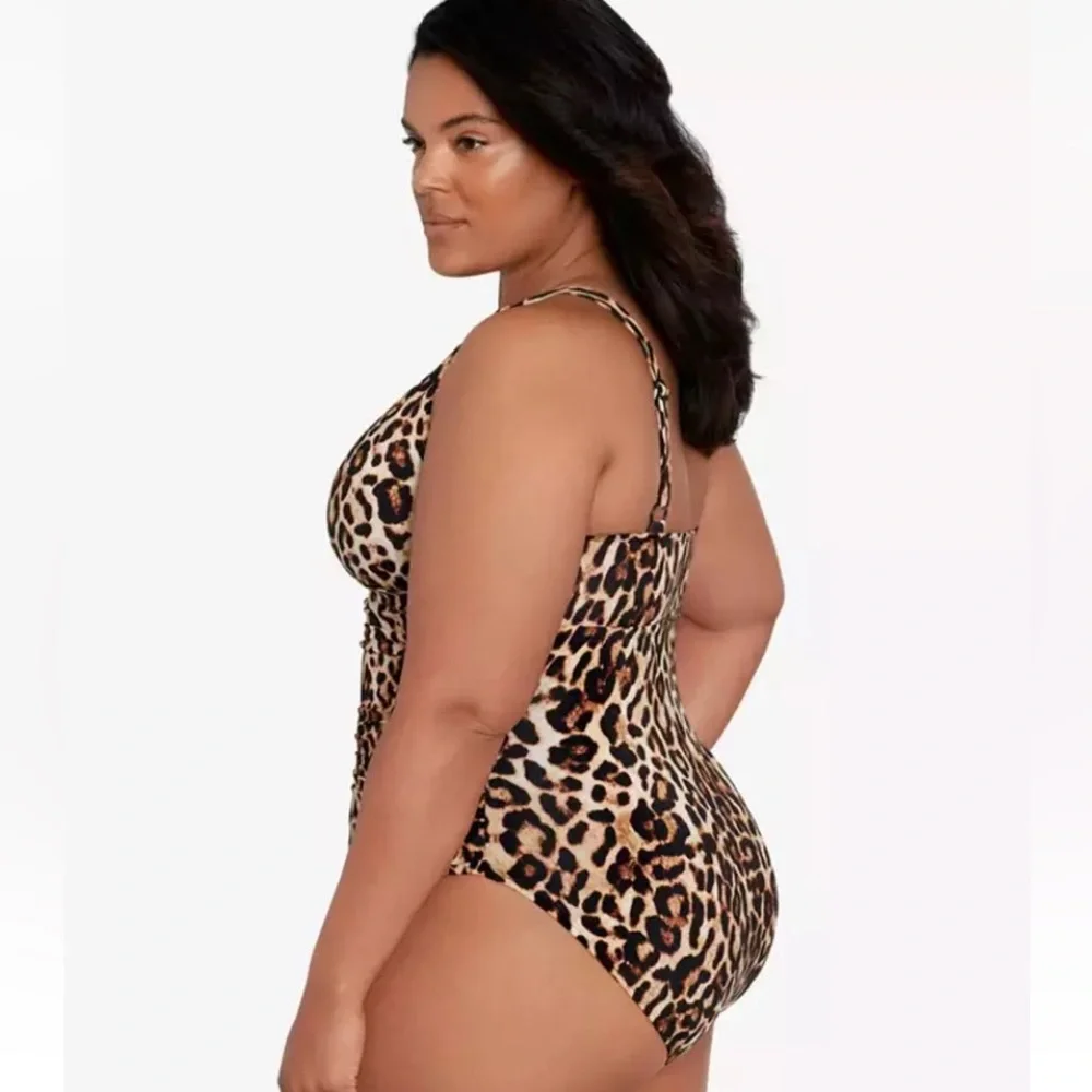 Ralph Lauren Cheetah Leopard High Neck One Piece‎ Swimsuit -plus sz 20W Rt $180
